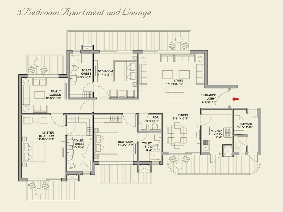 3BHK Floor Plan