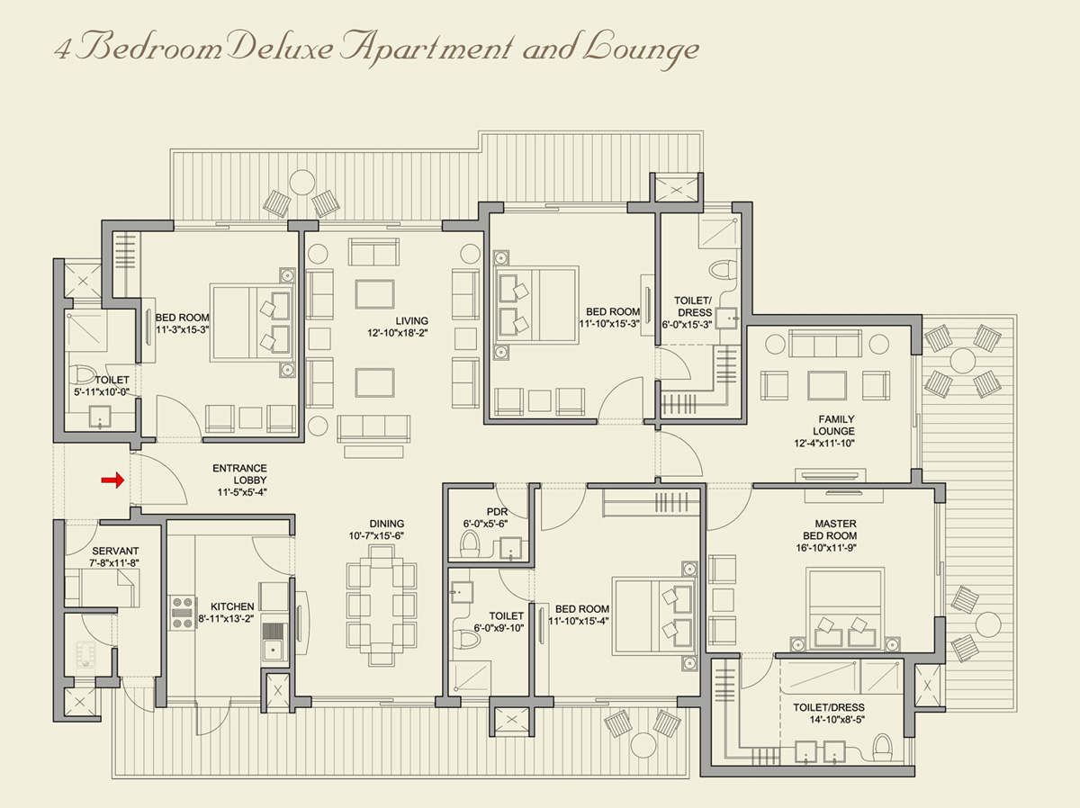 4BHK Floor Plan 3470